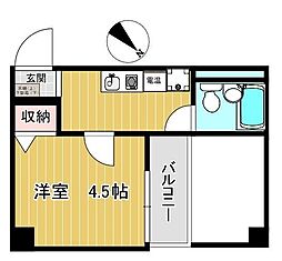 ポコアポコ須磨板宿 4階1Kの間取り