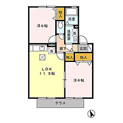 パティオ山ノ下 2LDKの間取図画像