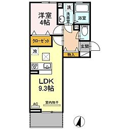 仙台市営南北線 富沢駅 徒歩15分の賃貸アパート 1階1LDKの間取り