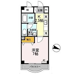 岩田マンション 1Kの間取図画像