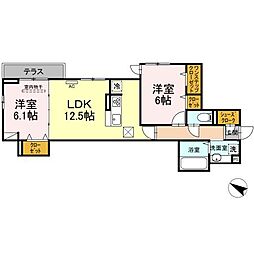 Villa Glycine 1階2LDKの間取り