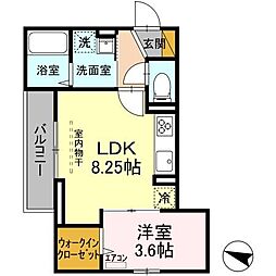 エムスクエア 2階1LDKの間取り