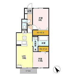 アーク・ド・ルミエール 1階2LDKの間取り