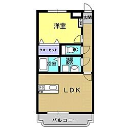 K’s国分 1階1LDKの間取り