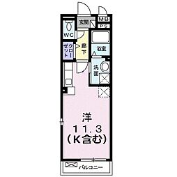 シャンティ波多江 2階ワンルームの間取り