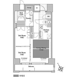 プライムメゾン高見 1階2LDKの間取り