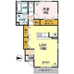 グリーンノエルB 1LDKの間取図画像