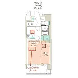スプランディッド江東住吉 10階1LDKの間取り