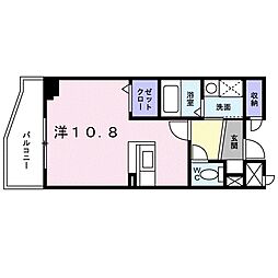 ユノディエール 10階ワンルームの間取り