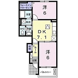 フォルシュアンジュ3 2DKの間取図画像