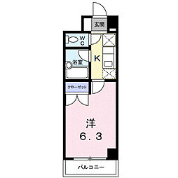 サンブライトいずみ 1Kの間取図画像