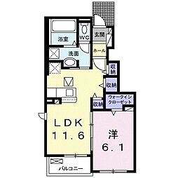 サン ガーデン II 1LDKの間取図画像