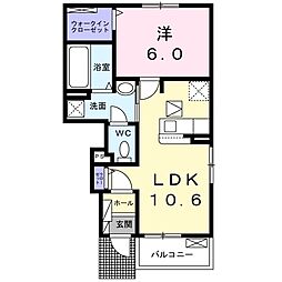 レガリアI 1階1LDKの間取り