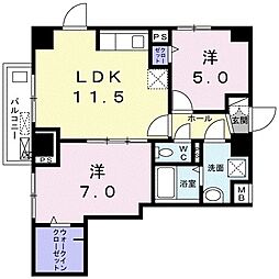 シエラ　クレスト 1階2LDKの間取り