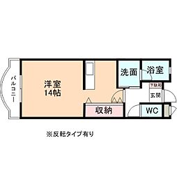 ヴァンヴェール ワンルームの間取図画像