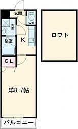 フジパレス初芝駅南II番館 2階1Kの間取り