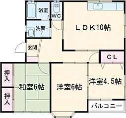 レジデンスせせらぎ 2階3LDKの間取り
