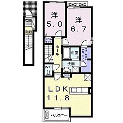 アモーレ周布3 2LDKの間取図画像