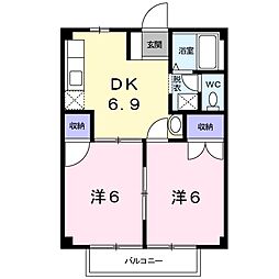 ニュープレイス 2DKの間取図画像