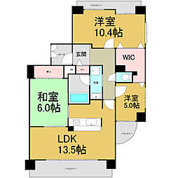 ビューパレス新生 9階3LDKの間取り
