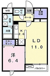 オーシャン幸NC 1LDKの間取図画像