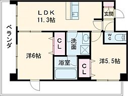 プレステージ10番館 5階2LDKの間取り