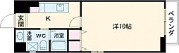 ウイングステーションサイド 1Kの間取図画像