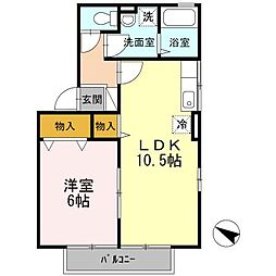 コンフォールウィルモア 2階1LDKの間取り