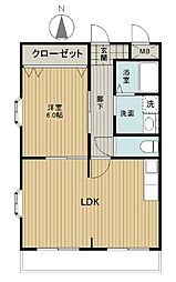 リベラルヒルズ真上 1LDKの間取図画像