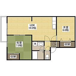 エスポワール曙ＡＢ 1階2LDKの間取り
