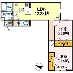 京成本線 千住大橋駅 徒歩9分の賃貸アパート 1階2LDKの間取り
