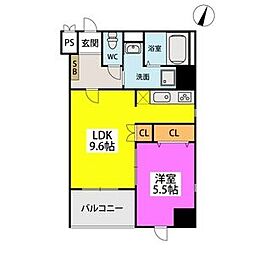 J-PLACE久留米 1LDKの間取図画像