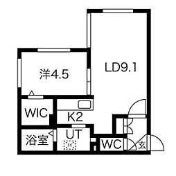 Belle　Fleur(ベルフルール) 1階1LDKの間取り