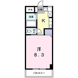 泉川マンション 3階1Kの間取り