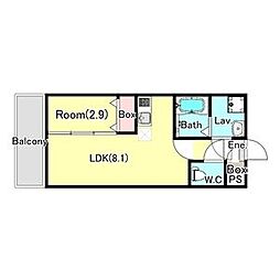 ジーメゾン越谷大袋 3階1LDKの間取り