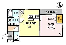 Rハイツ3 1LDKの間取図画像