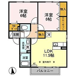 メルエム　Ｃ 2階2LDKの間取り