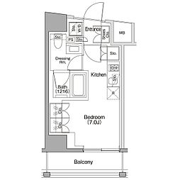 ザ・パークハビオＳＯＨＯ代々木公園 6階ワンルームの間取り