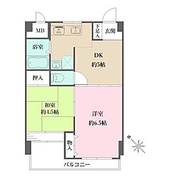 ハイツサン・バーディ 2DKの間取図画像