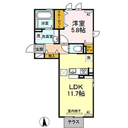 インペリアル 1LDKの間取図画像