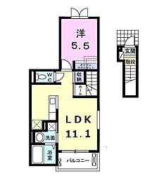 オーチャードイレブン 1LDKの間取図画像