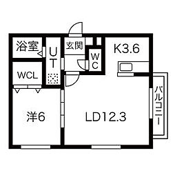 クラリス南平岸II 405 4階1LDKの間取り