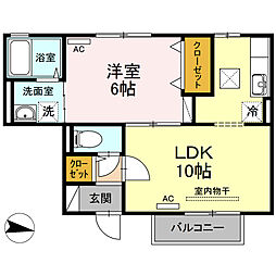 ファインシーク　B棟 1階1LDKの間取り