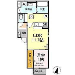 D-ROOM竹尾1 1LDKの間取図画像