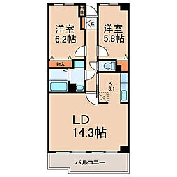 グランシャリオ 2LDKの間取図画像
