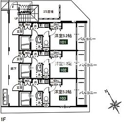 アルブル八王子千人町 1階1Kの間取り