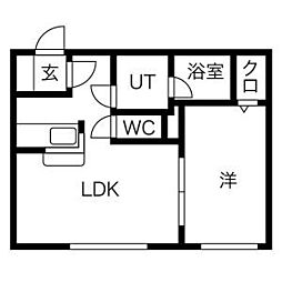 アムール東札幌 3階1LDKの間取り