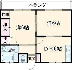 七福マンション 2DKの間取図画像