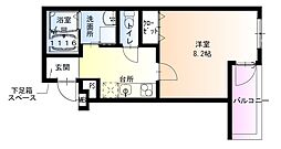 フジパレス泉大津サウス 2階1Kの間取り