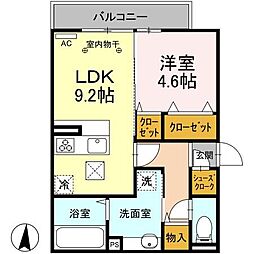 D-ROOM紅雲町A 1階1LDKの間取り